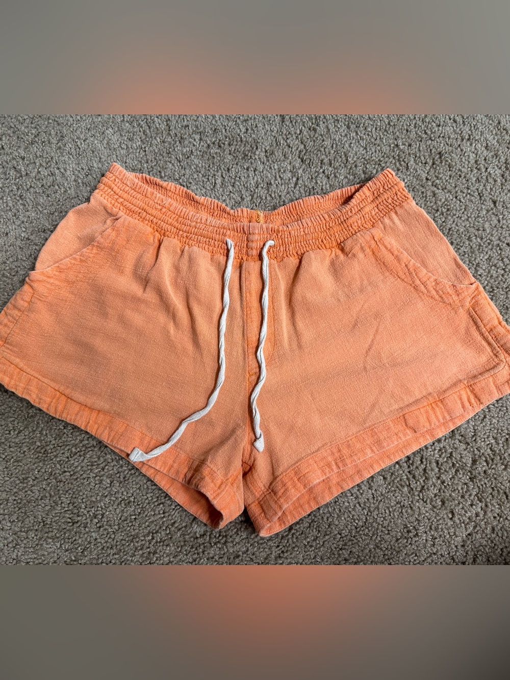 Rip Curl Peach-Orange Drawstring Athletic Shorts